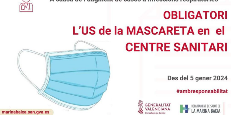 L’ús de la mascareta és obligatori al centre de salut d’Altea a partir d’ahui