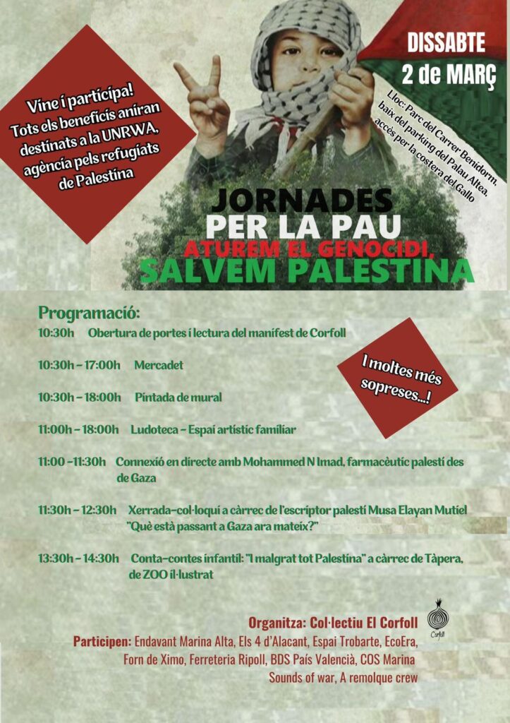 3 de març. Mercat Solidari i Activitats a Benefici de la UNRWA organitzats per Corfoll