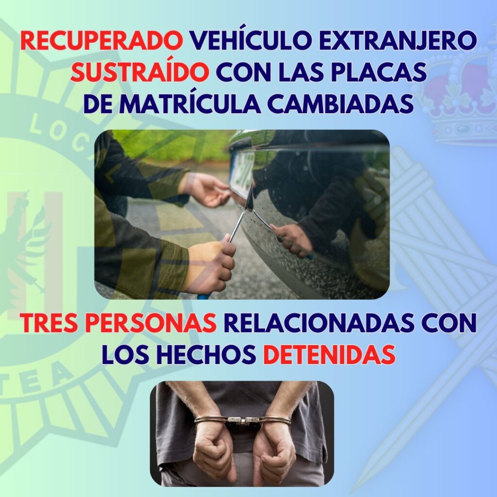 Recuperació d’un vehicle robat i la detenció de tres individus Recuperació d’un vehicle robat i la detenció de tres individus