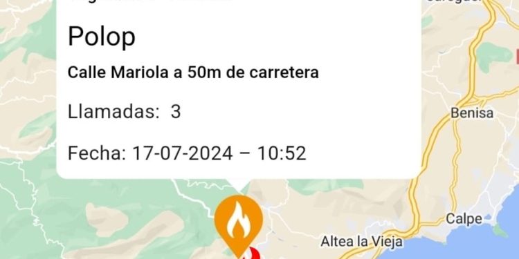 Extingit l’Incendi de Vegetació a Polop