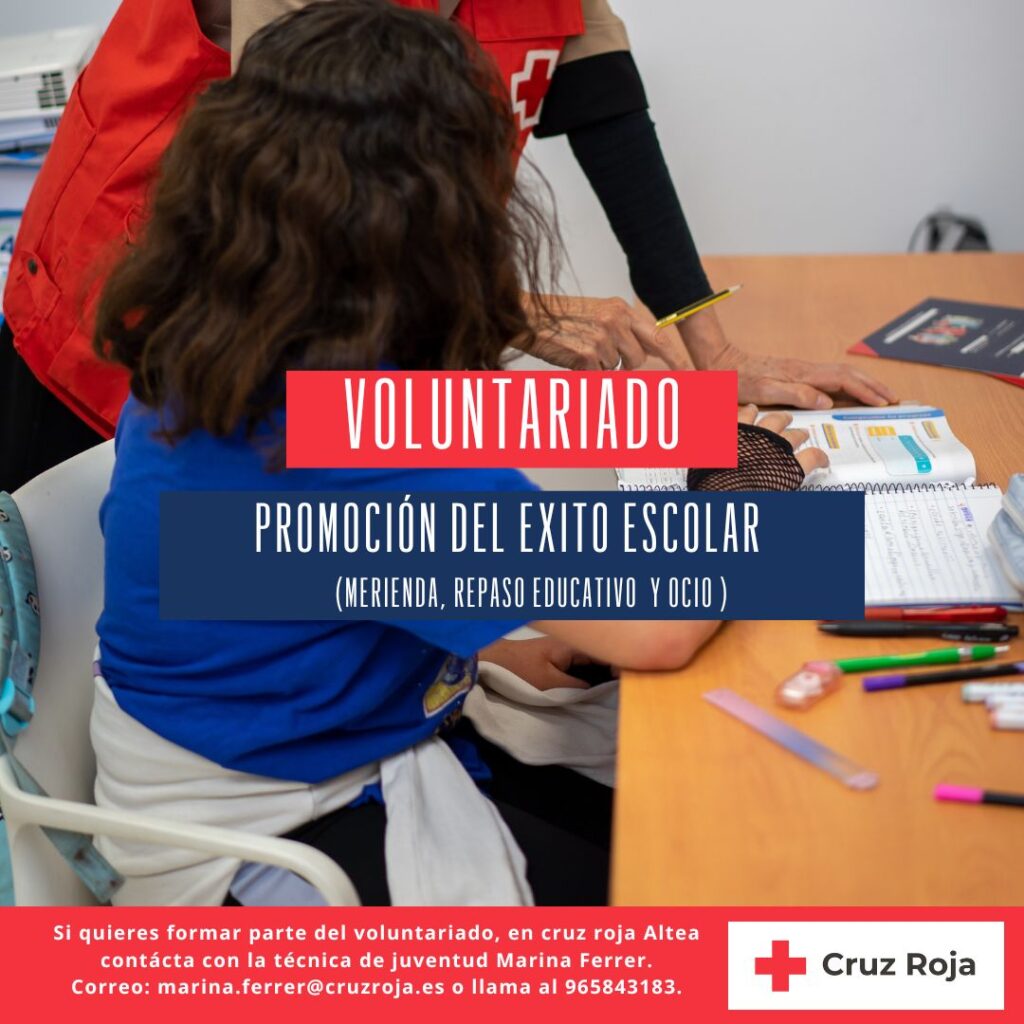 La Creu Roja Altea busca voluntaris per a donar suport a xiquetes i xiquets en situació de vulnerabilitat