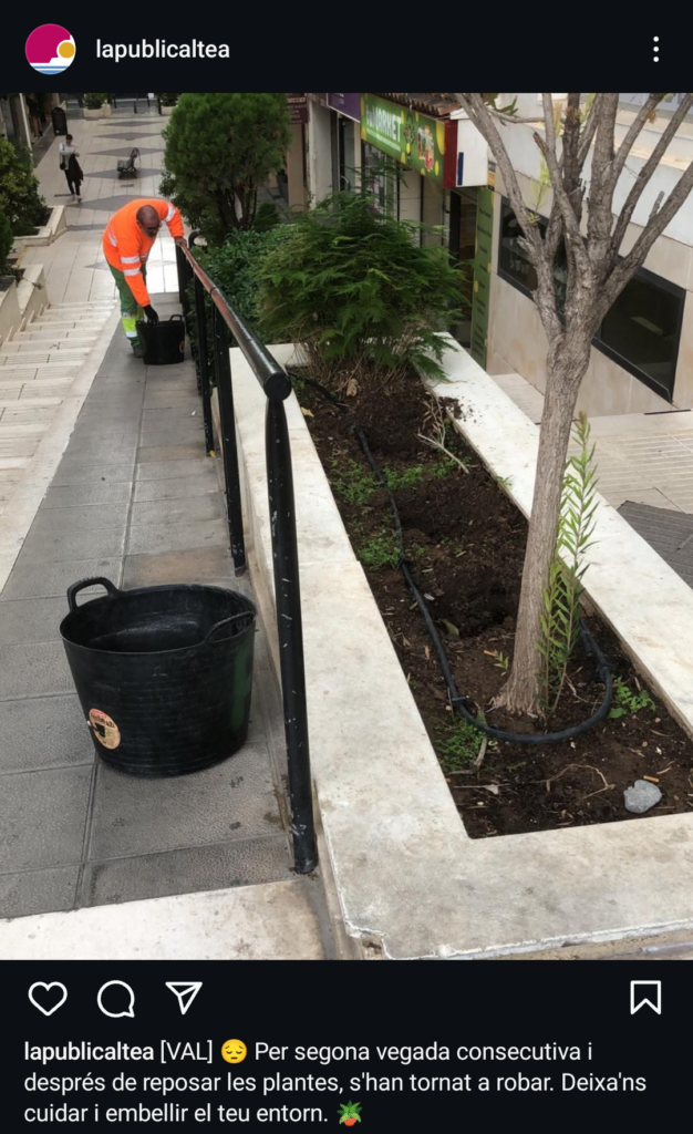 Els treballs de jardineria a Altea es veuen afectats per robatoris consecutius