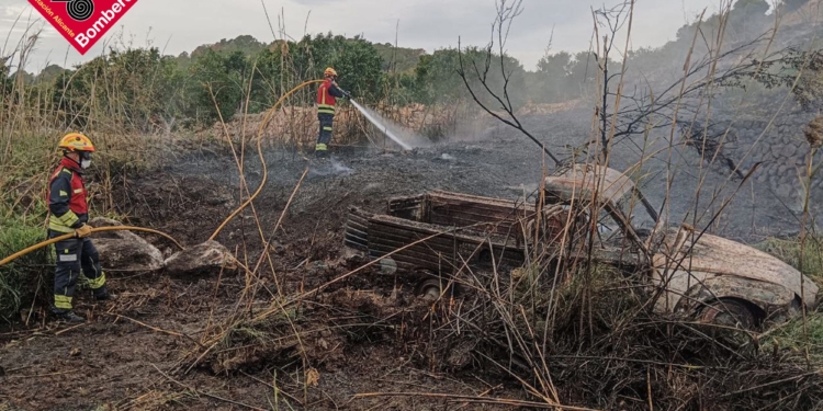 Els bombers extingeixen un incendi a Altea i salven una pinada