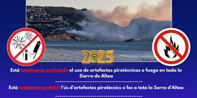 Policia Local d’Altea recorda la prohibició d’artefactes pirotècnics a la Serra d’Altea per evitar incendis Policia Local d’Altea recorda la prohibició d’artefactes pirotècnics a la Serra d’Altea per evitar incendis