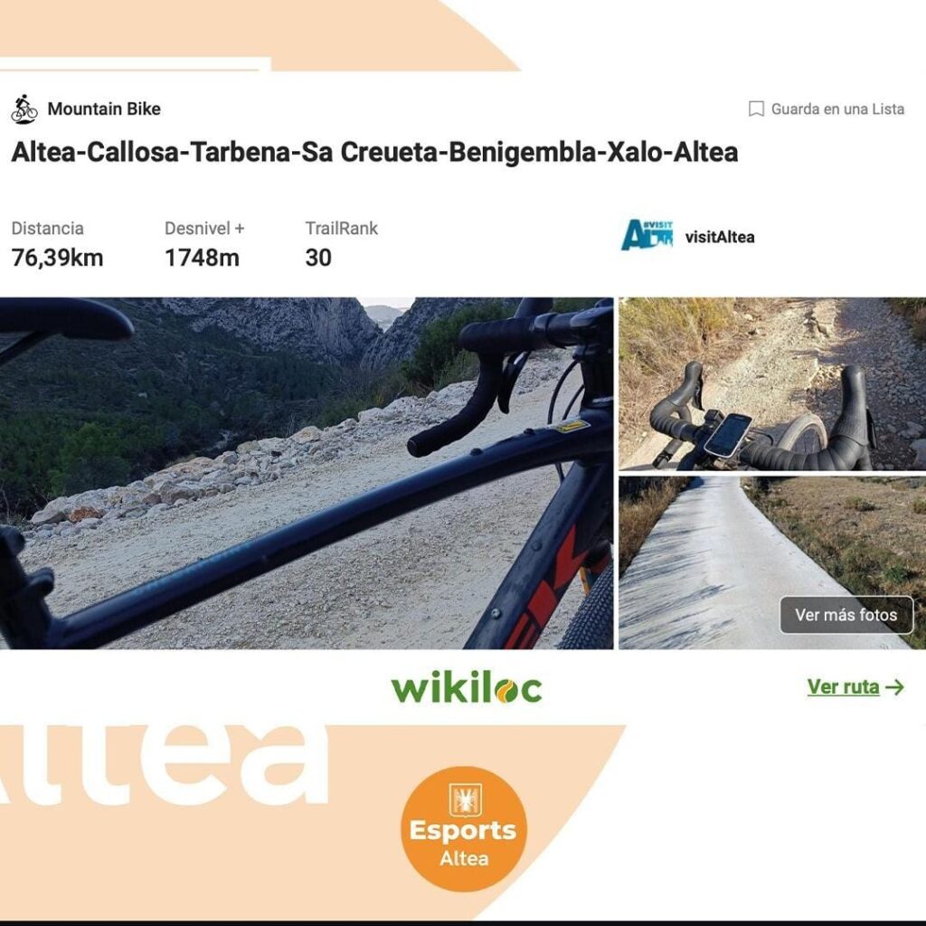 Altea aposta pel cicloturisme amb un nou perfil en Wikiloc Altea aposta pel cicloturisme amb un nou perfil en Wikiloc