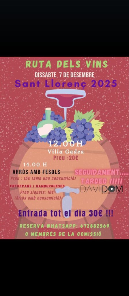 Aquest dissabte: Cata de vins, dinar i tardeo Aquest dissabte: Cata de vins, dinar i tardeo