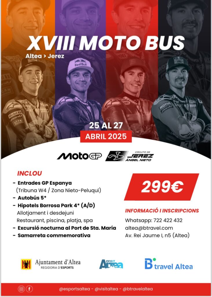 El Motobús Altea. Acudeix al circuit d’Angel Nieto de Jerez i disfruta del motociclisme