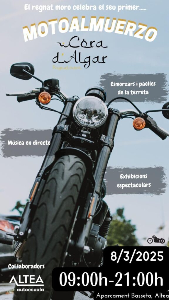 Altea acollirà un Motoesmorzar festiu amb exhibicions i música en directe el pròxim 8 de març Altea acollirà un Motoesmorzar festiu amb exhibicions i música en directe el pròxim 8 de març