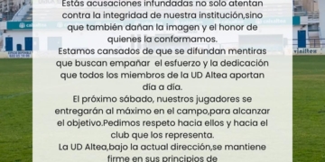 La UD Altea desmenteix rotundament les acusacions de compra de partits