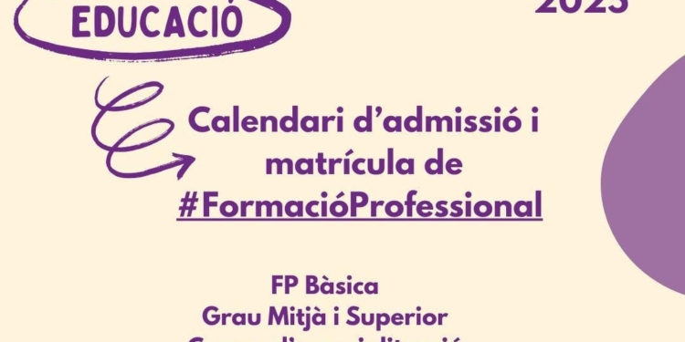Obert el termini d’admissió i matrícula per a Formació Professional 2025-2026