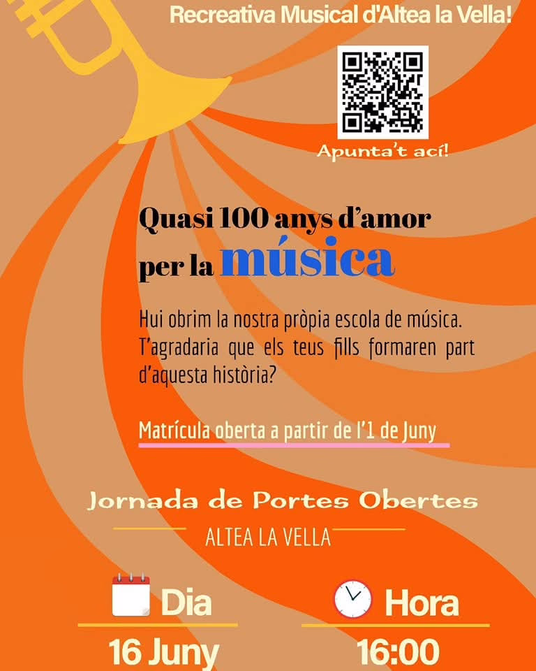 La Societat Musical d’Altea la Vella obri la seua pròpia escola de música. Vine a conèixer els instruments en la jornada de portes obertes