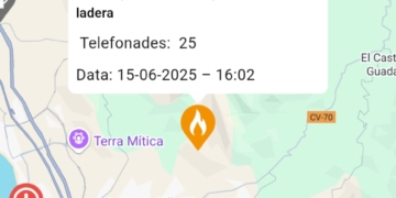 Declaren un incendi forestal al Pico Ponotx, a Polop