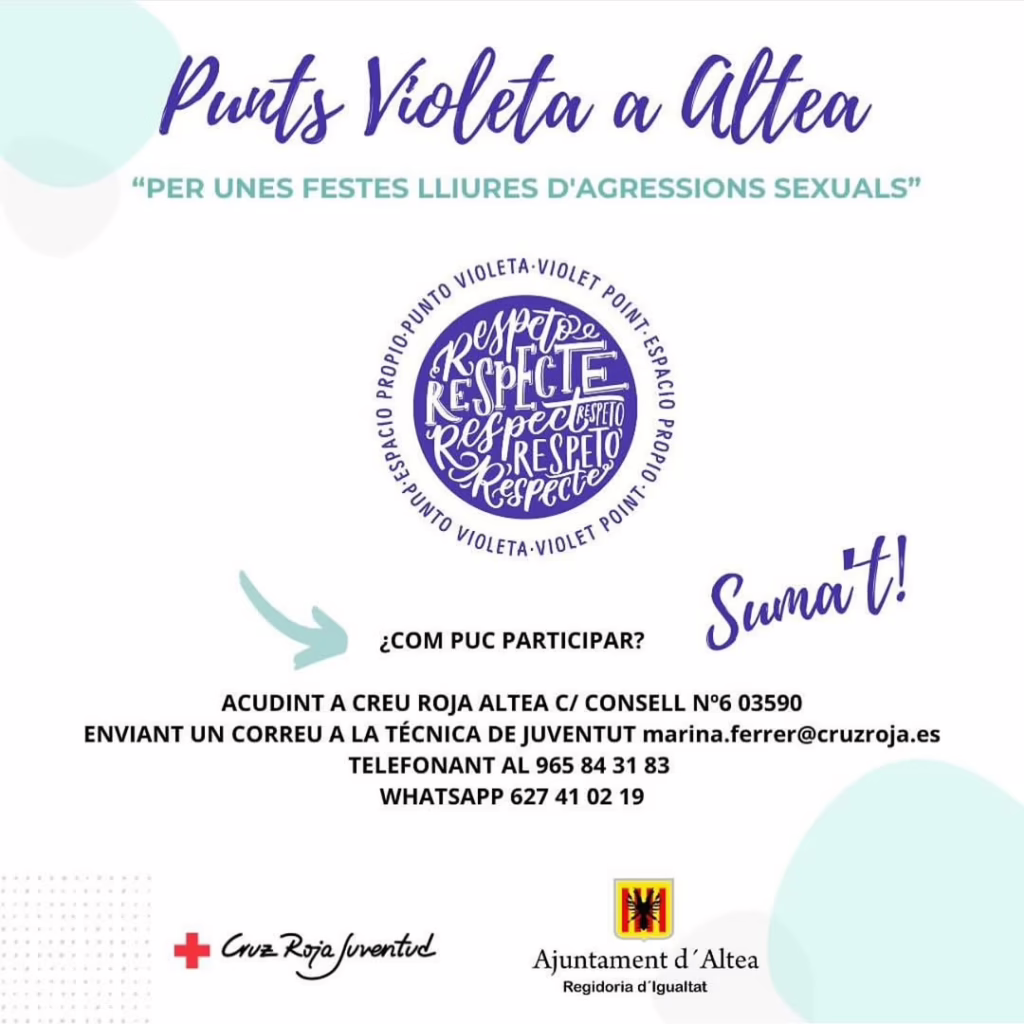 Es busquen voluntaris: Punts Violeta a Altea per unes festes lliures d’agressions sexuals