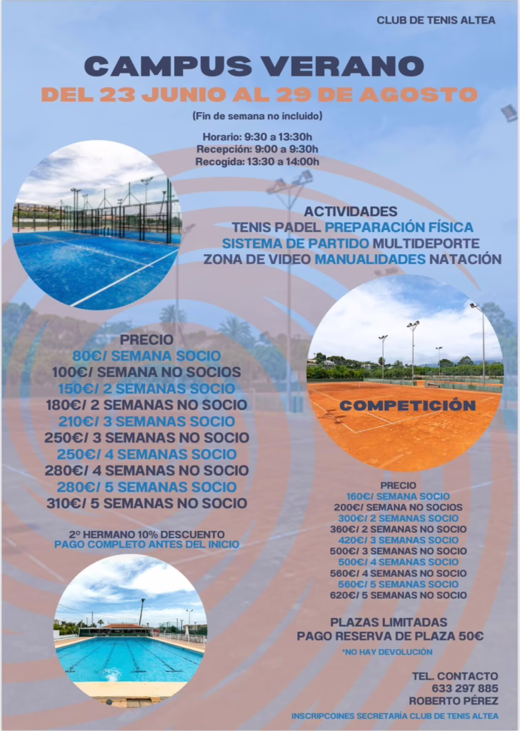 Torna el Campus d’Estiu del Club de Tenis Altea amb esport, diversió i amistat