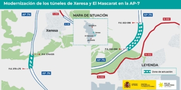 El Ministeri adjudica per 8,85 milions d’euros les obres de modernització dels túnels de Xeresa i El Mascarat de l’AP-7 El Ministeri adjudica per 8,85 milions d’euros les obres de modernització dels túnels de Xeresa i El Mascarat de l’AP-7