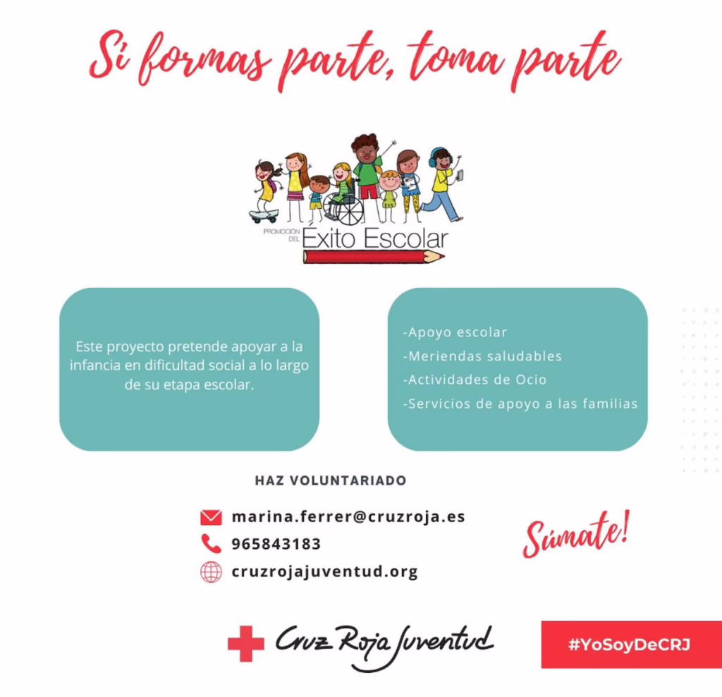 Places disponibles per a Promoció de l’Èxit Escolar en Creu Roja Altea