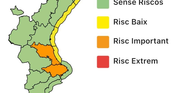Augmenta a Taronja la alerta per pluges de Nadal Augmenta a Taronja la alerta per pluges de Nadal