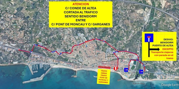 Restricció del trànsit per obres al carrer Conde d’Altea (N-332)