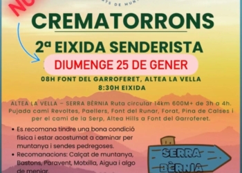 Amunt Altea Club organitza la 2a Eixida Senderista “Crematorrons” el 25 de gener