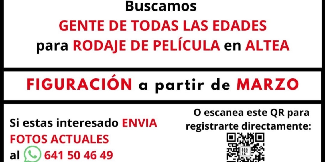 Busquen figurants de totes les edats per a un rodatge de pel·lícula a Altea