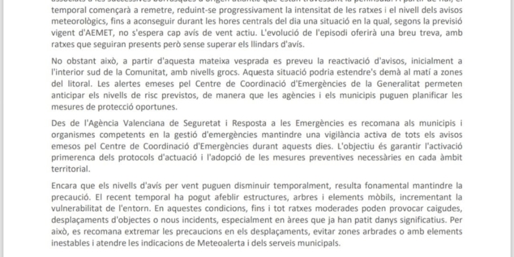 La Policia Local d’Altea anuncia el final de l’alerta meteorològica per vent La Policia Local d’Altea anuncia el final de l’alerta meteorològica per vent