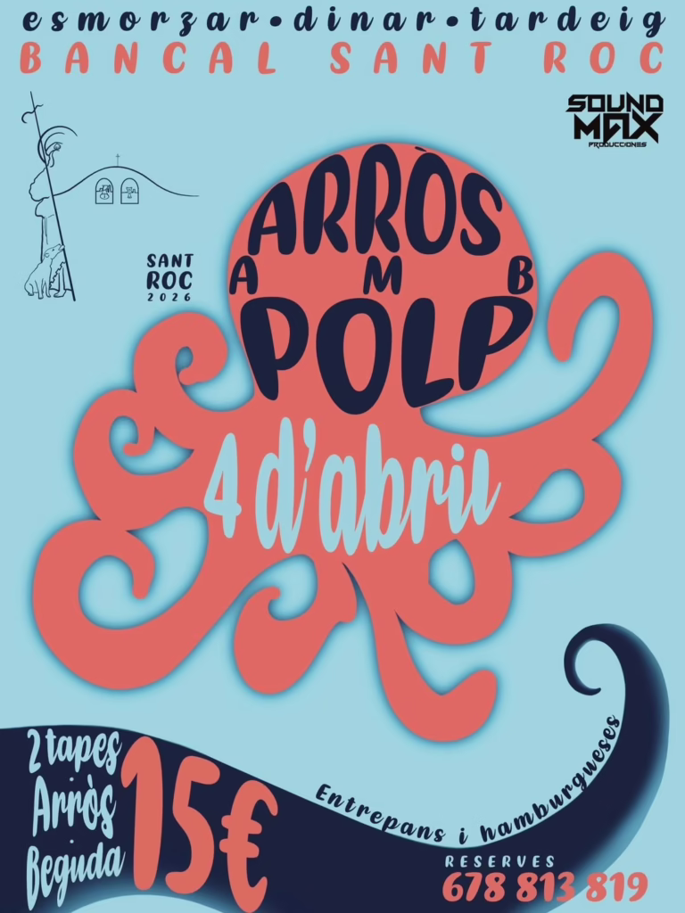Al Bancal de Sant Roc es celebrarà el 4 d’abril l’“Arròs amb Polp amb esmorzar, dinar i tardeo musical