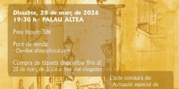 La Gran Gala-Sopar dels Premis Altea 2026 se celebrarà el 28 de març al Palau Altea. Entrades diponibles