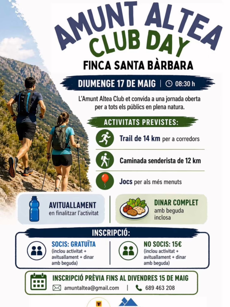 AMUNT ALTEA CLUB DAY: esport, natura i convivència el pròxim diumenge 17
