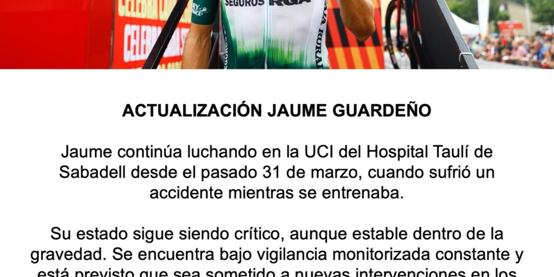 Jaume Guardeño, el ciclista alteà, continua en estat crític i serà sotmés a noves intervencions
