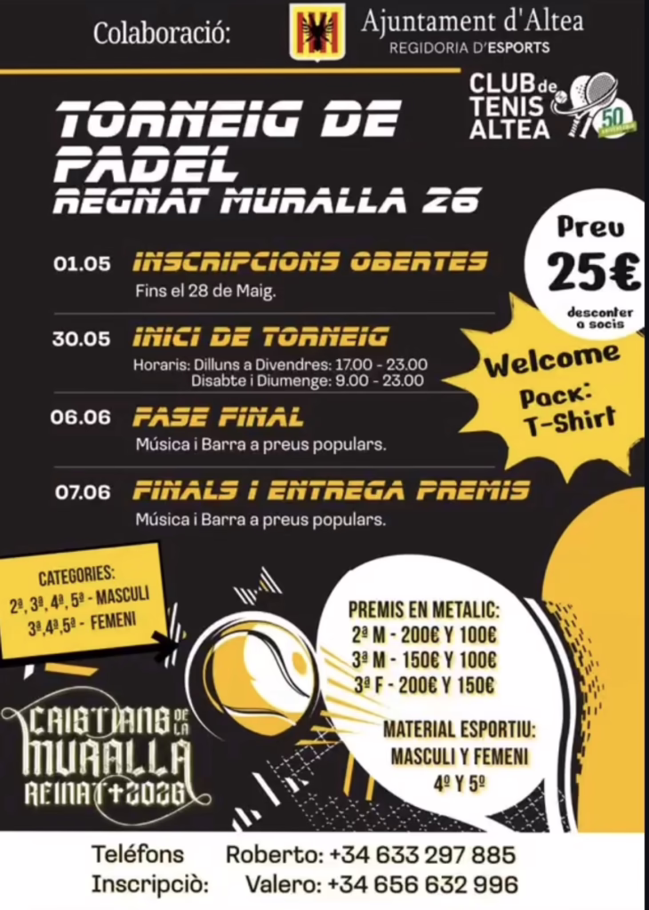 Arriba el Torneig de Pàdel Regnat Muralla 26