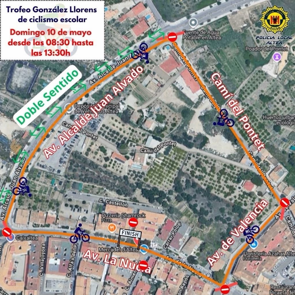 Tall de trànsit demà diumenge a Altea pel ciclisme escolar