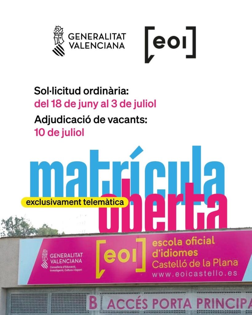 Educació establix el calendari d’admissió i matrícula per al curs 2026-2027 en les escoles oficials d’idiomes