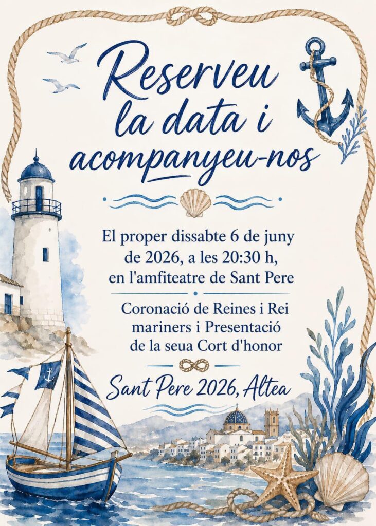 La coronació de les Reines i el Rei Mariners de Sant Pere 2026 serà el 6 de juny