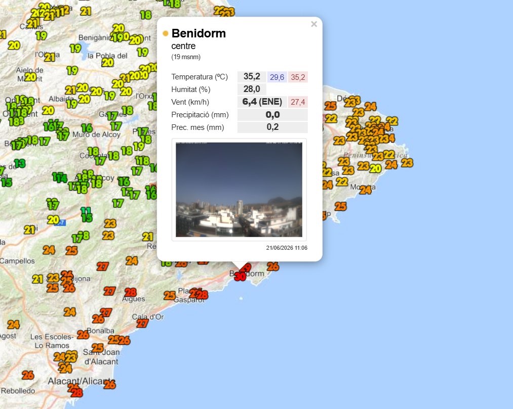 La nit tropical deixa temperatures minimes de 27,6 ºC a Altea