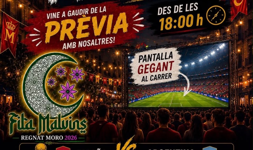 La Filà Malvins convida a viure la final del Mundial amb pantalla gegant al carrer