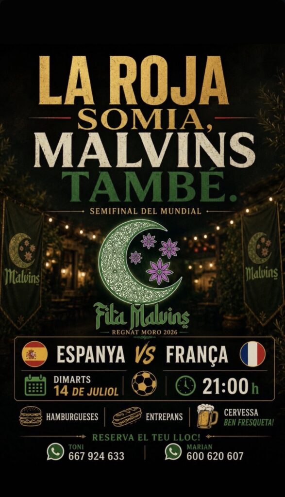 La Filà Malvins convida a viure la semifinal del Mundial amb sopar i el millor ambient