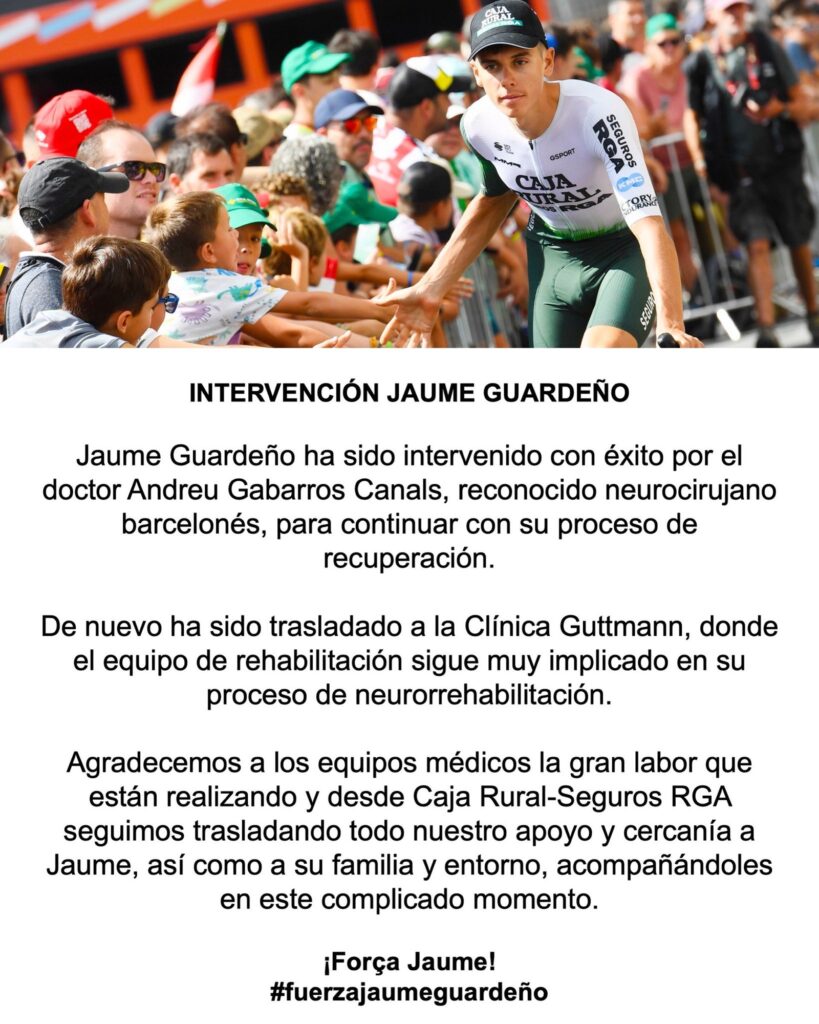 Jaume Guardeño, operat amb èxit per a continuar amb la seua recuperació