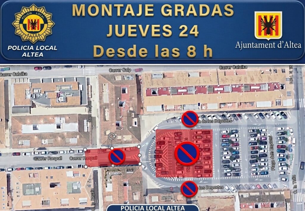 Prohibit estacionar a la plaça dels Esports i al carrer Raspall per al muntatge de les grades festeres