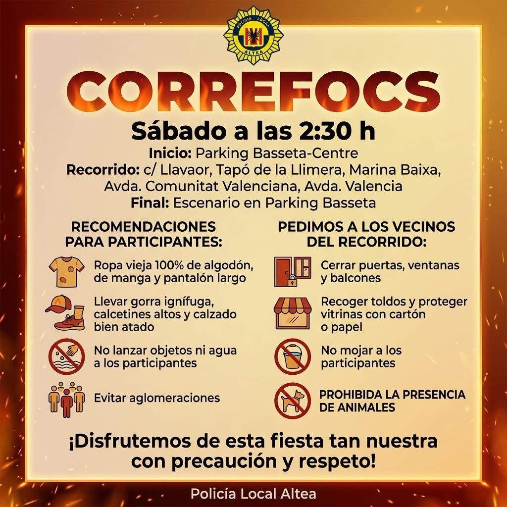 [Recomanacions de Seguretat] El correfoc torna esta nit a les Festes d’Altea amb la ‘Nit Màgica’ de Xarxa Teatre