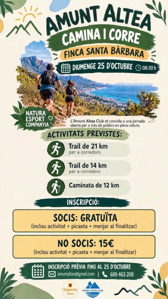 Amunt Altea Club organitza una jornada de trail i senderisme a la Finca Santa Bàrbara