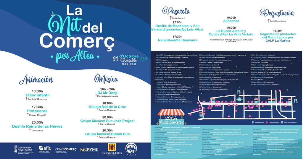 Altea celebra este dissabte La Nit del Comerç amb música, activitats i descomptes. Consulta els carrers que seràn peatonals durant estes hores