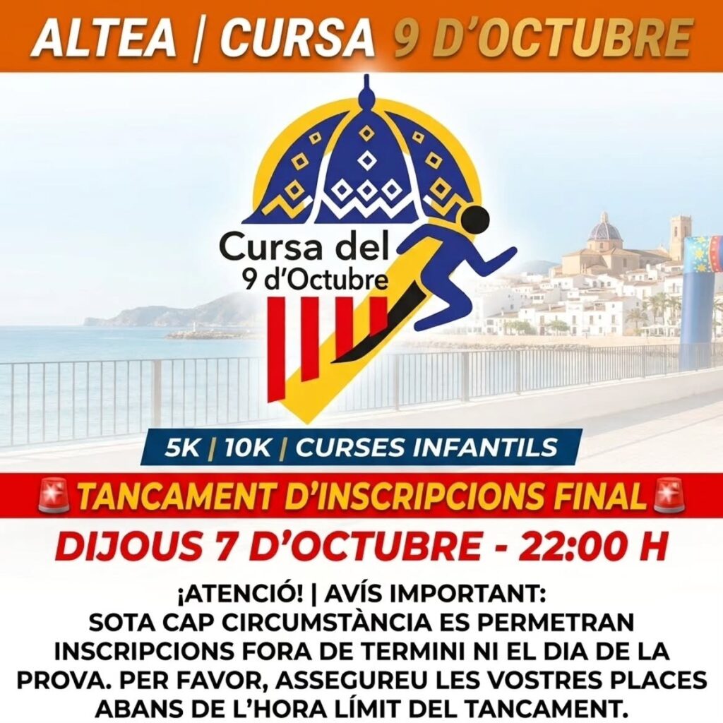 Últims dies per inscriure’s a la Carrera del 9 d’Octubre d’Altea